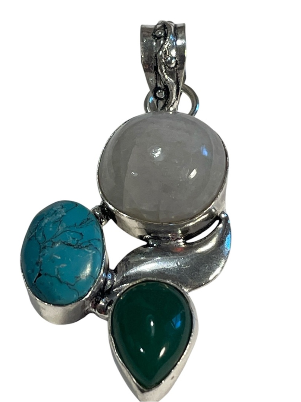 ✔️✔️ Sterling overlay Moonstone and Turquoise Pendants